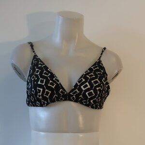 Womens Poupette St. Barth White, Black Print Bikini Top S